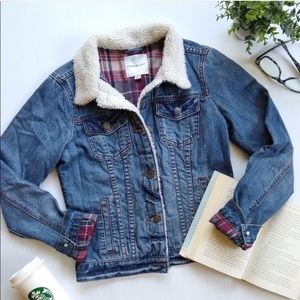 Sherpa Plaid Denim Jacket